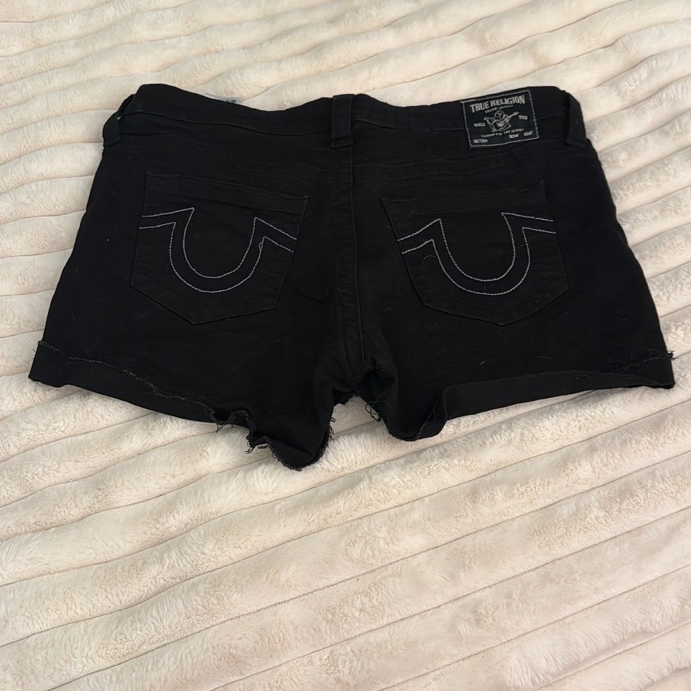 True Religion Women's Black Denim Shorts